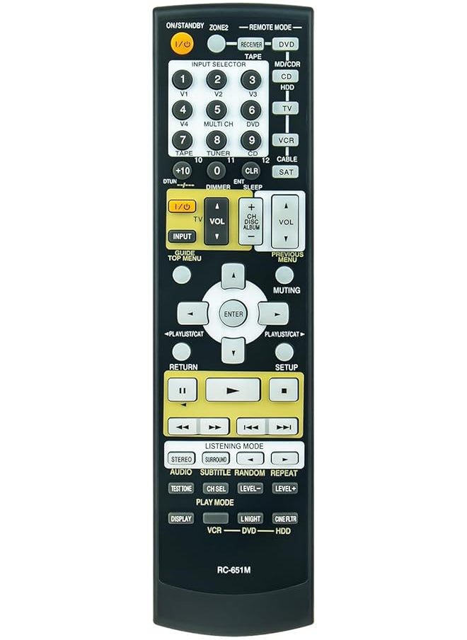 إيروريكس - جهاز تحكم عن بعد بديل Rc 651M مناسب لجهاز استقبال Onkyo AV Ht Sr604B Ht S907 Ht Sr604 Ht Sr604S Ht Sr674 Ht Sr604E - Image 1
