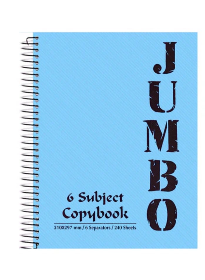 Mintra Jumbo NoteBook A4 Size, Lined Ruling 240 Sheets, 6 subjects  210*297 mm  light blue - Image 1