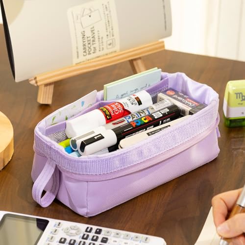 CICIMELON Pencil Case Large Capacity Pouch Pen Bag for School Teen Girl Boy Men Women (Purple) - Image 2