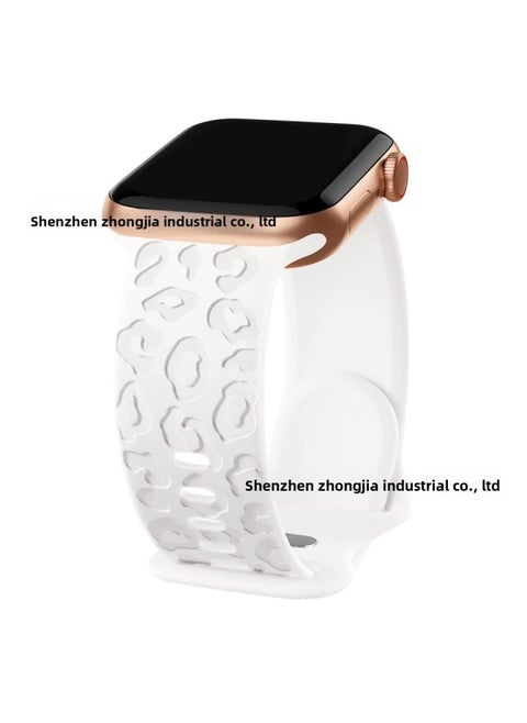 For Apple Watch Ultra S9 Silicone Laser Leopard Print 41mm40mm45mm49mm Smart Watch Strap-Color:38/40/41mm White