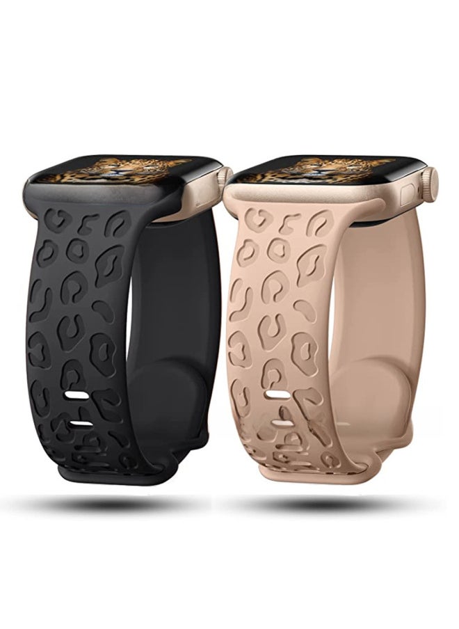 For Apple Watch Ultra S9 Silicone Laser Leopard Print 41mm40mm45mm49mm Smart Watch Strap-Color:38/40/41mm White