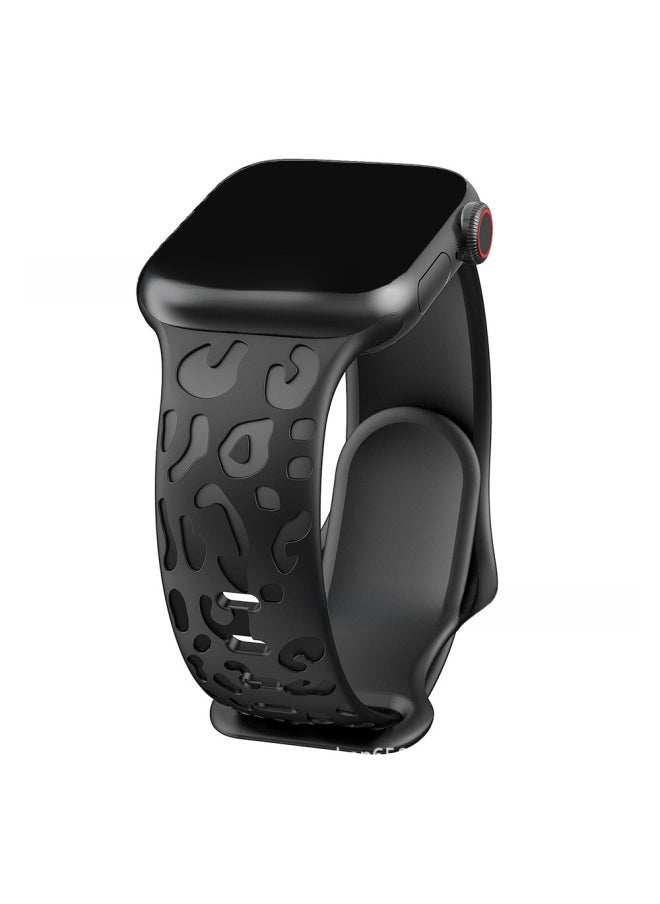 For Apple Watch Ultra S9 Silicone Laser Leopard Print 41mm40mm45mm49mm Smart Watch Strap-Color:38/40/41mm White