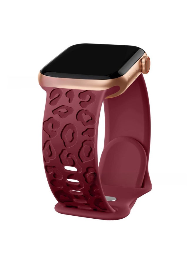 For Apple Watch Ultra S9 Silicone Laser Leopard Print 41mm40mm45mm49mm Smart Watch Strap-Color:38/40/41mm White