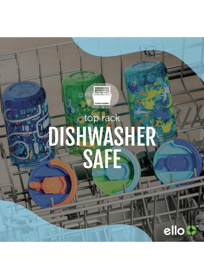 Ello Ello Bop 2-Pack 12oz Kids Plastic Tumbler Set with Carry Loop | Leak-Proof Slider Lid | Removable Spill Resistant Soft Straw | BPA-Free | Dogs and Dinos  - Image 4