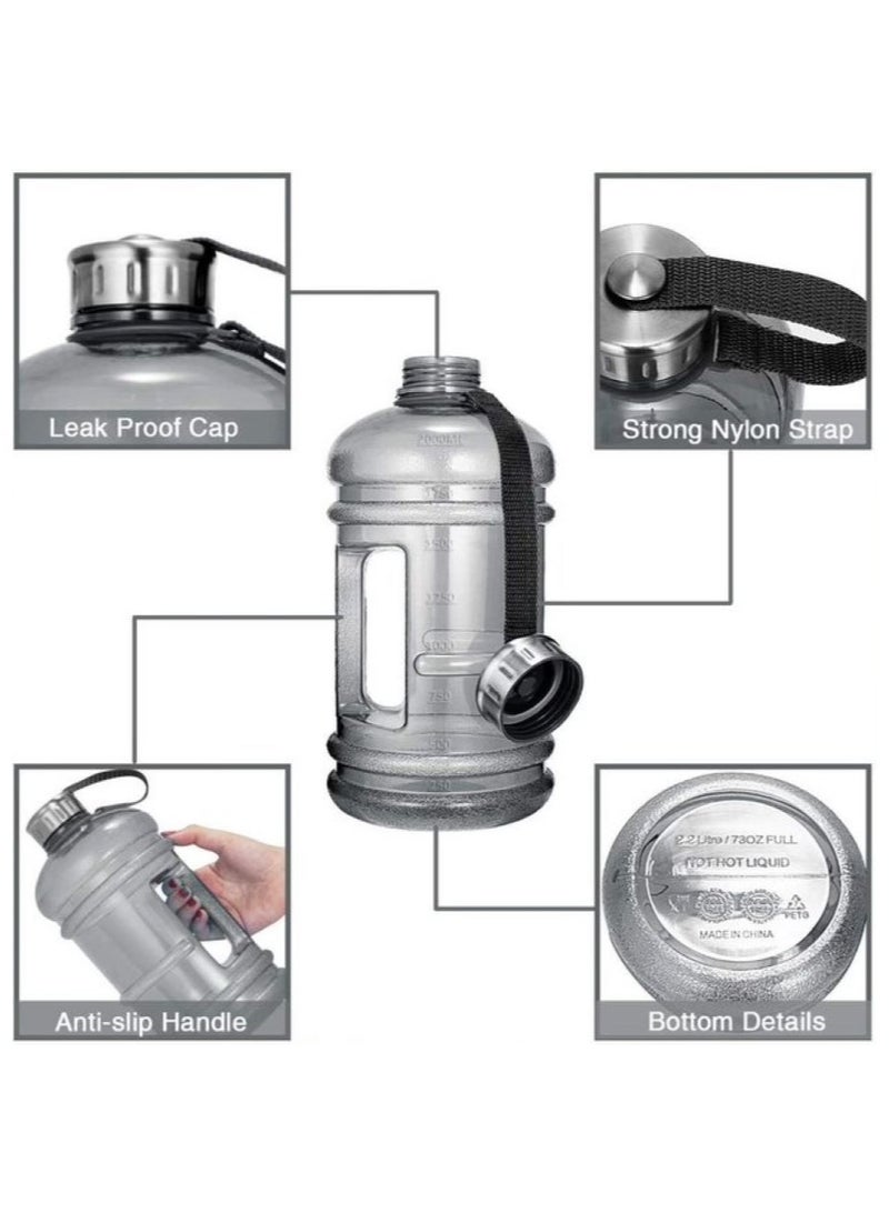 H PRO HM SPORTS Outdoor Sports Water Bottle | BPA Free Half Gallon Water Bottle | Drink Container with Handle | Workout Fitness Bottle | 2.2 liters | Black  - Image 3