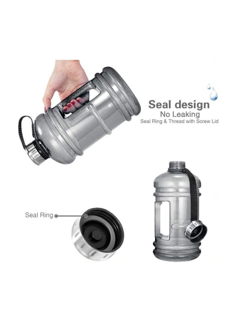 H PRO HM SPORTS Outdoor Sports Water Bottle | BPA Free Half Gallon Water Bottle | Drink Container with Handle | Workout Fitness Bottle | 2.2 liters | Black  - Image 2
