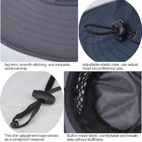 Sireck Fishing Hat, UPF50+ Wide Brim Sun Hat for Men Women, UV Protection Hiking Beach Bucket Hats Summer Safari Hat (Gray) - Image 5