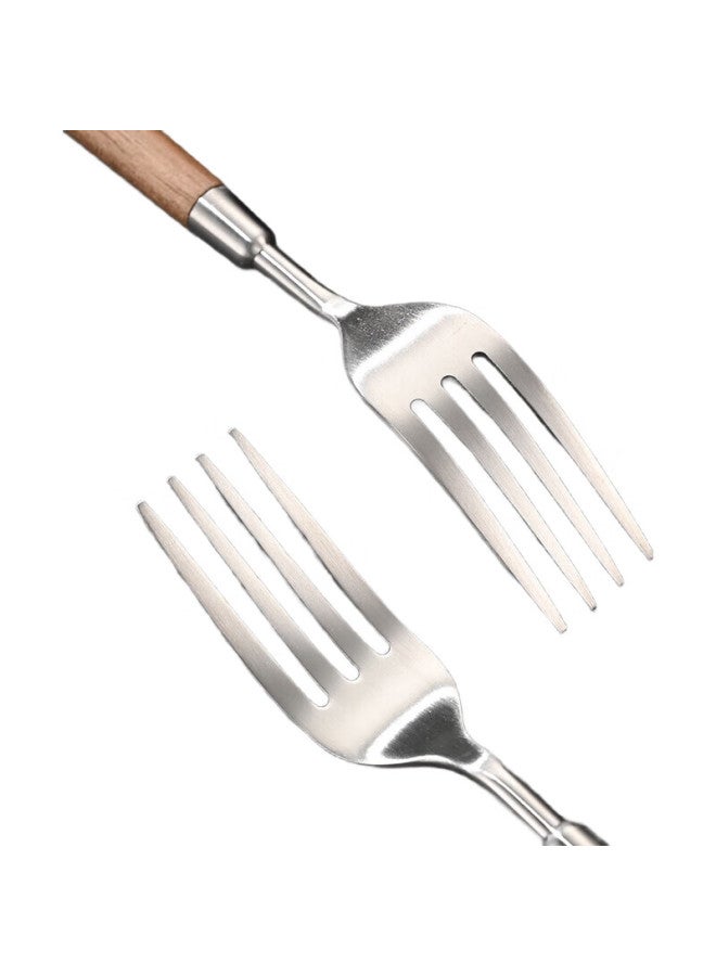 JD.com Jd Jingzao Knife And Fork Set, Fruit Fork Steak Western Cutlery Set, Stainless Steel Food-Grade [Walnut Handle], Two-Piece Set - Image 2