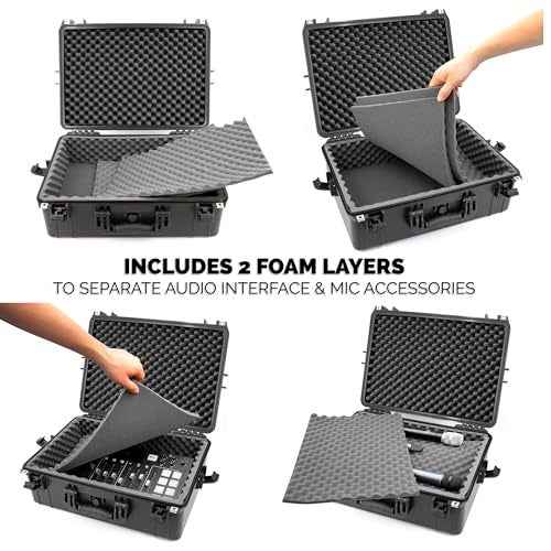 CASEMATIX Mixer Carry Case Compatible with Yamaha MG12XU 12 Channel Mixing Console and More - IPX7 Waterproof Hard Shell Sound Board Carrier with Foam Fits Mixers up to 17" x 12.1" x 5" and Cables - Image 2