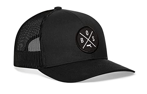 HAKA Boston Black Trucker Hat – BOS Mesh Snapback Cap for Men, Women & Golf, City X Design Baseball Dad Hat - Image 1