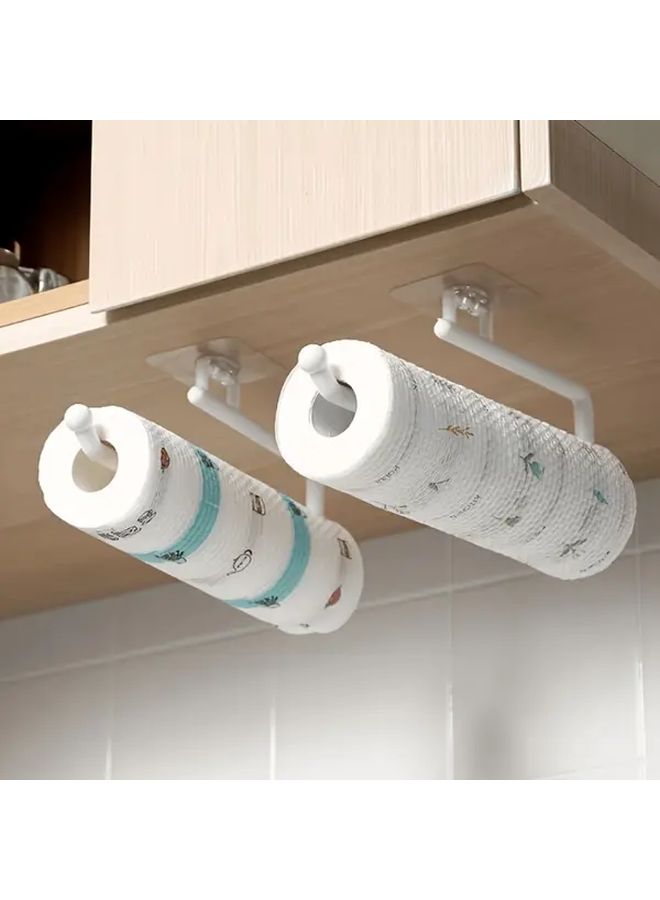 White Wall Mounted Toilet Paper Holder Kitchen Tissue Roll Rack Storage Hook - Image 5