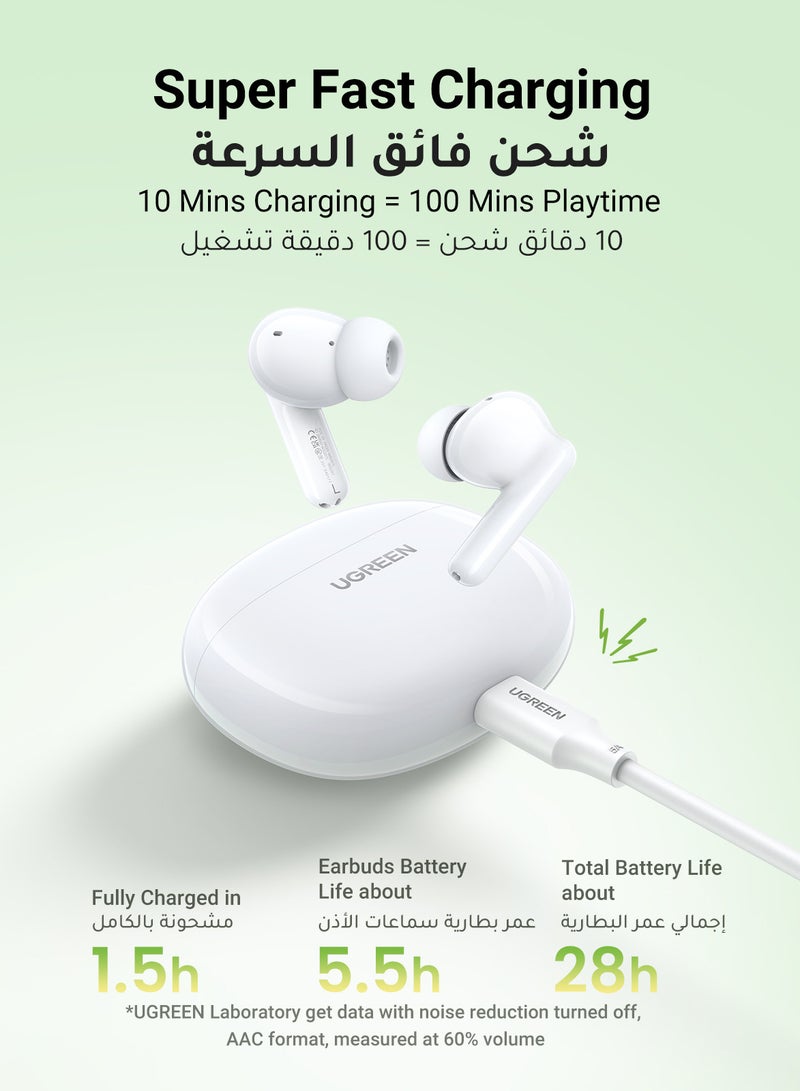 Ugreen HiTune P3 Wireless Earbuds, iPhone 16 Bluetooth 5.4 Headphones, 12mm Drivers, 28H Playtime, USB C Fast Charging, 2-Mic Noise Cancelling for Clear Calls, IPX5 Waterproof, Dual Device Connection - Image 3