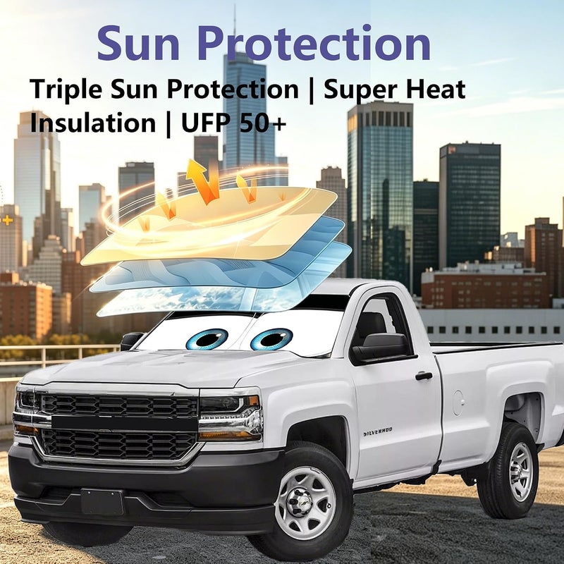Güvenç Windshield Sun Shade for Chevrolet Silverado 1500 2019-2024 2025 2026 Car Accessories Sun Visor for Front Windshield & Window Sun Shade Cover, UV Heat Blocker & Protector (Silverado) - Image 3