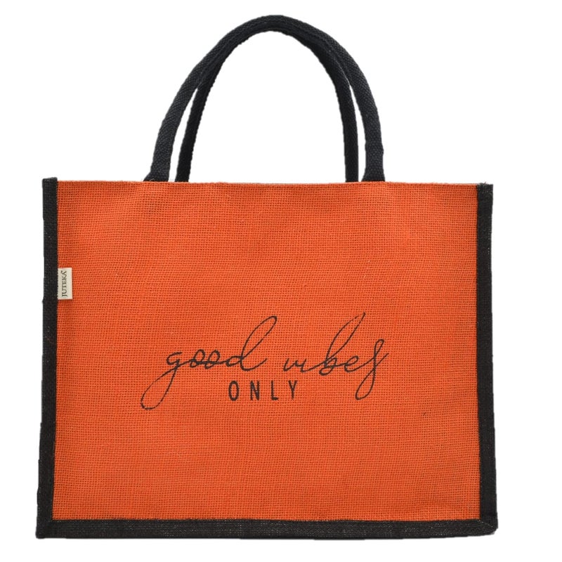 JUTEKA quote printed Jute Bag for Lunch, Office, Grocery, Picnic, Tiffin, Shopping Hand Bag with padded cotton handles… - Image 2