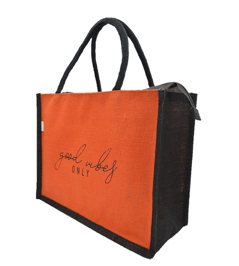 JUTEKA quote printed Jute Bag for Lunch, Office, Grocery, Picnic, Tiffin, Shopping Hand Bag with padded cotton handles… - Image 4