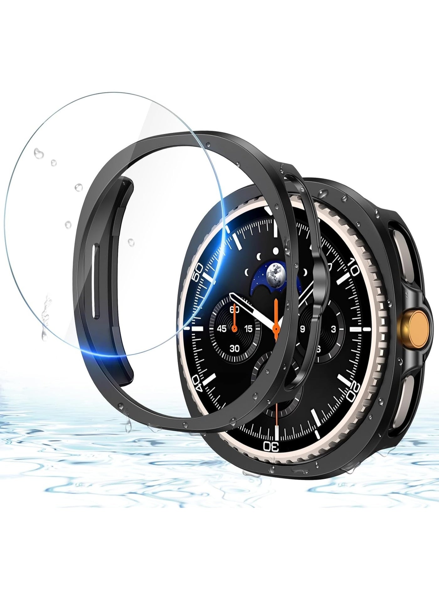 Samsung Galaxy Watch8 Classic Screen Protector Case Accessories, Protective Face Cover, Hard Bumper Built-in Tempered Glass Film