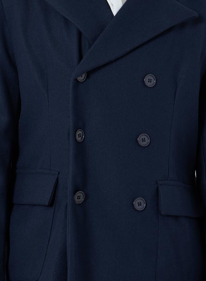 ستايلي معطف واسع بمظهر الصوف بصفين أزرار - Image 4