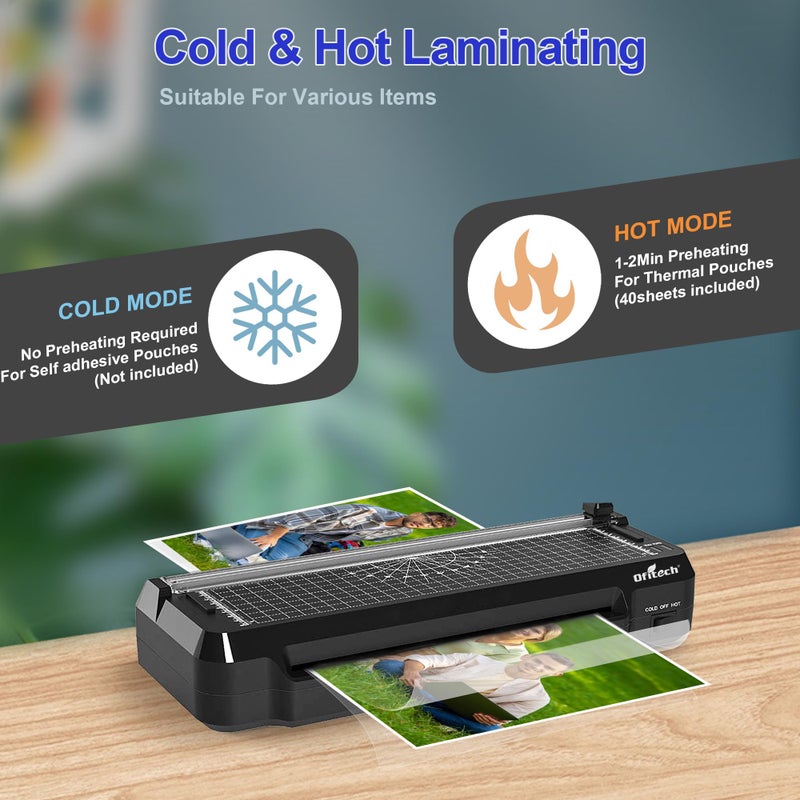 OFITECH 9 inch Laminator Machine with 40 Laminating Sheets, 4-in-1 Thermal Laminator with Paper Trimmer & Corner Rounder, 2-Min Fast Warm Up, Hot & Cold Laminating Machine 8.5 x 11 for Office School Home - Image 2
