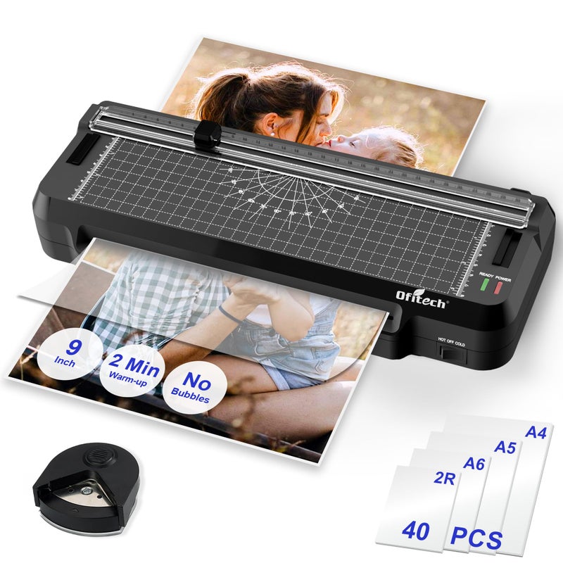 OFITECH 9 inch Laminator Machine with 40 Laminating Sheets, 4-in-1 Thermal Laminator with Paper Trimmer & Corner Rounder, 2-Min Fast Warm Up, Hot & Cold Laminating Machine 8.5 x 11 for Office School Home - Image 1