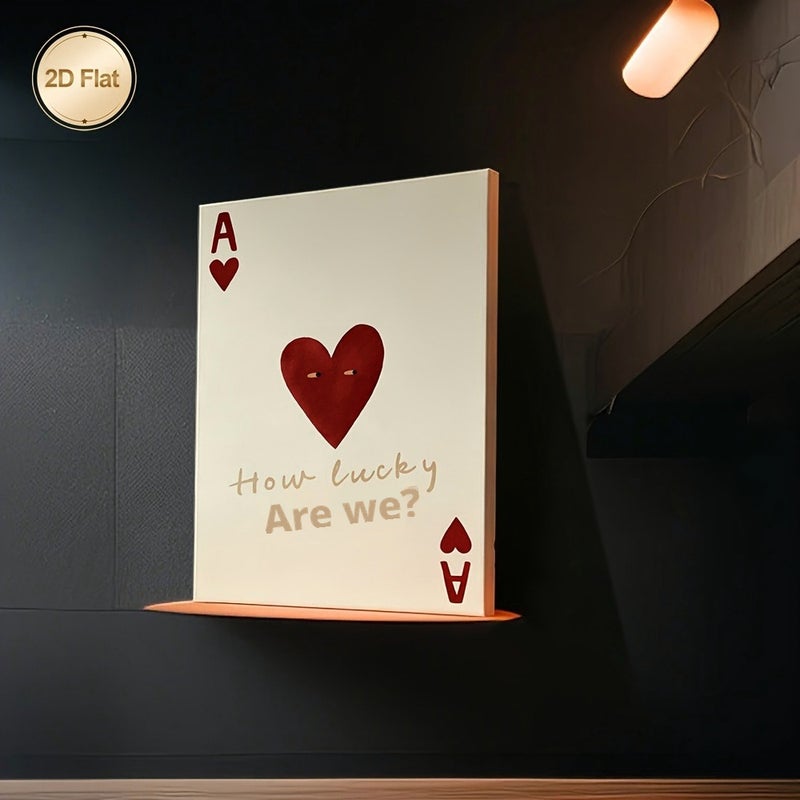 Framed Canvas Print - Heart Smiley Face and 'How Lucky We Are?' Quote - Image 5