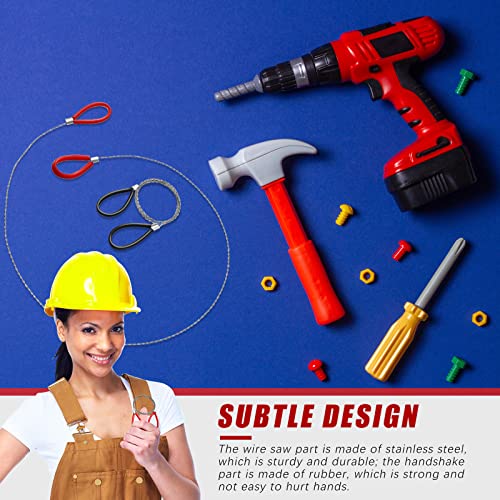 Lanties Stainless Steel Cable Saw, Metal Wire Saw Hand Pocket String Emergency Survival Rope Cutting Tools PVC Pipe Cutting Tool for Wood Camping Hiking Hunting, Red, Black, 23.62 Inch (2 Pcs) - Image 2