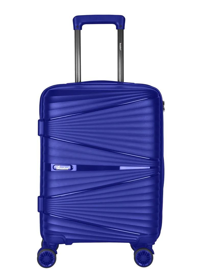 سيناتور Hard Case Carry On Luggage Trolley For Unisex Polypropylene Lightweight 4 Double Wheeled Suitcase With Built In TSA Type Lock Travel Bag KH1005 Blue