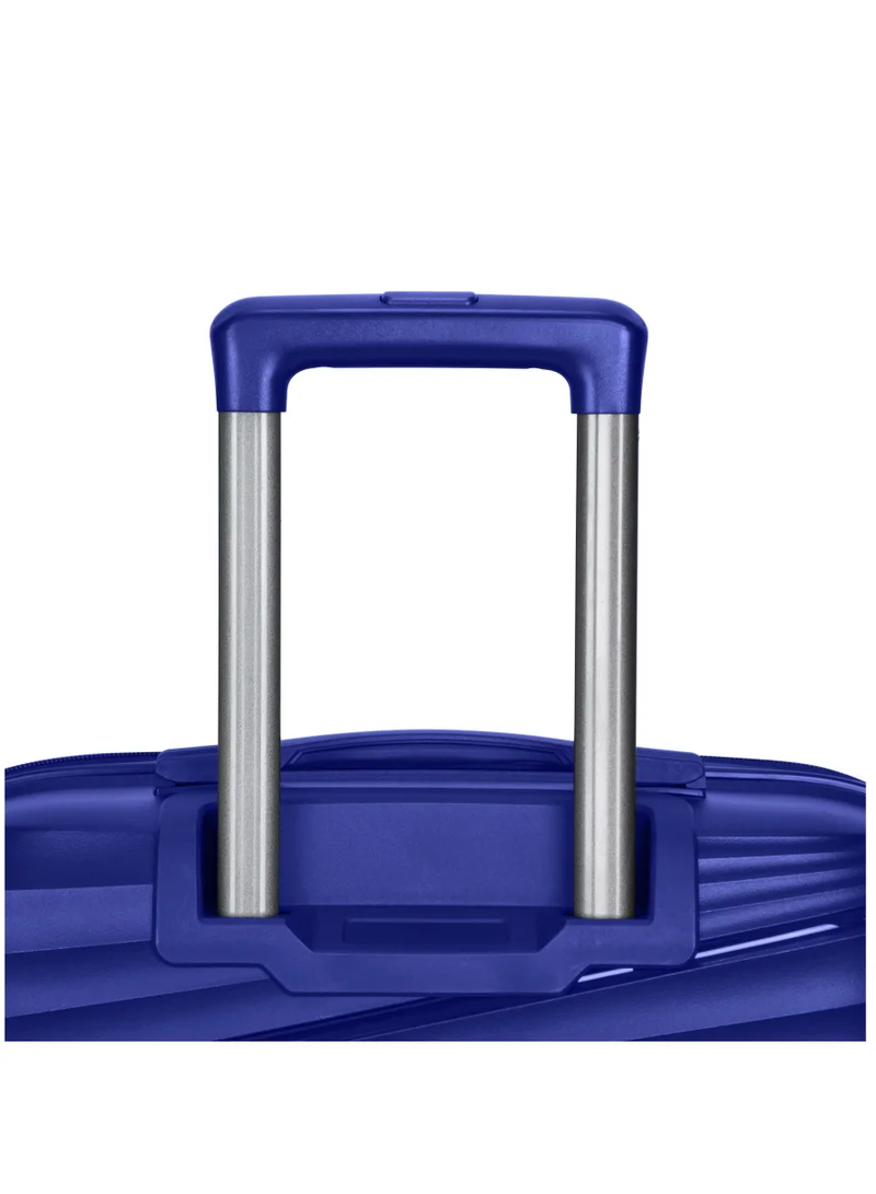 SENATOR Hard Case Carry On Luggage Trolley For Unisex Polypropylene Lightweight 4 Double Wheeled Suitcase With Built In TSA Type Lock Travel Bag KH1005 Blue