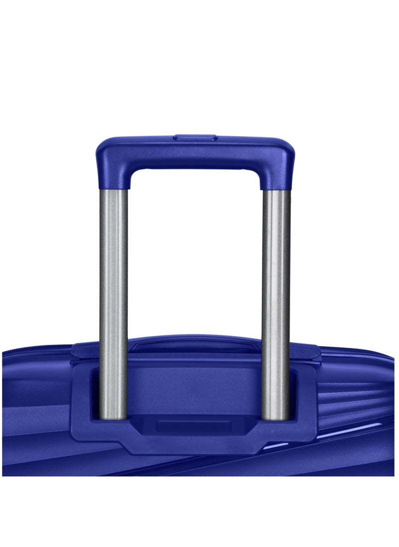 Hard Case Carry On Luggage Trolley For Unisex Polypropylene Lightweight 4 Double Wheeled Suitcase With Built In TSA Type Lock Travel Bag KH1005 Blue