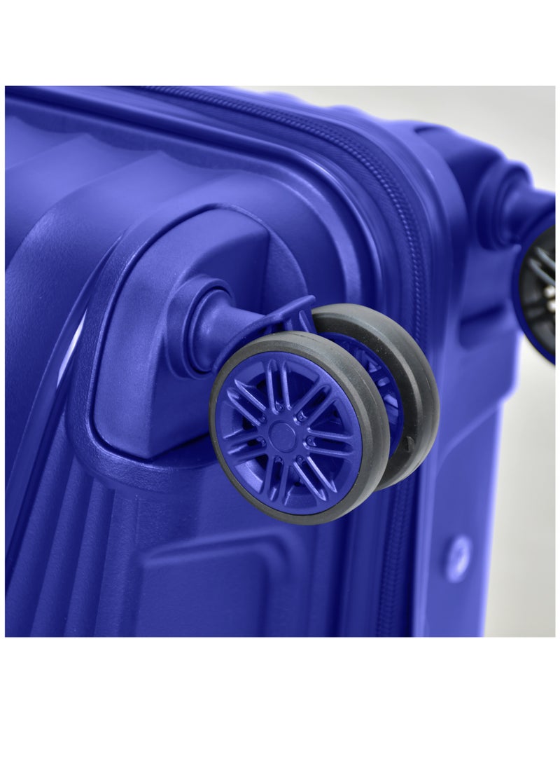 Hard Case Carry On Luggage Trolley For Unisex Polypropylene Lightweight 4 Double Wheeled Suitcase With Built In TSA Type Lock Travel Bag KH1005 Blue