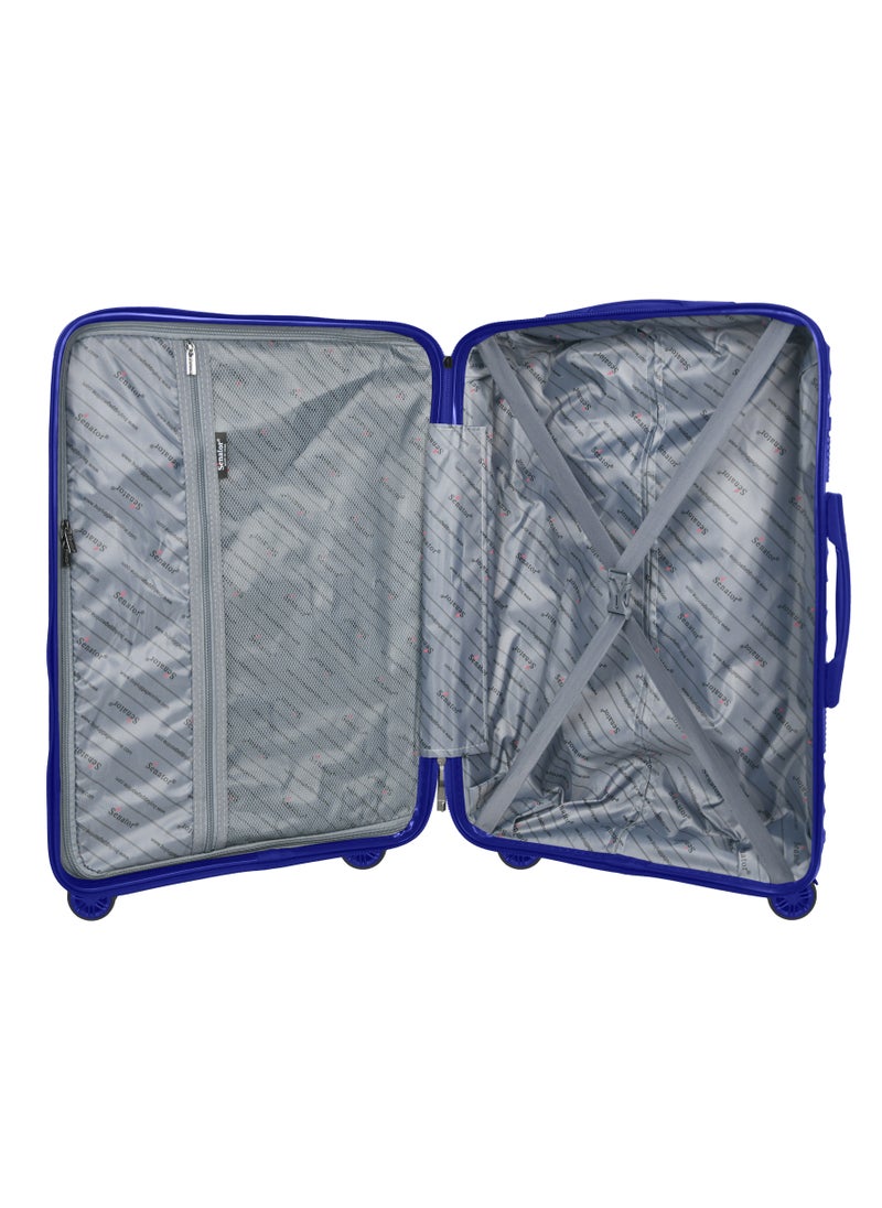 Hard Case Carry On Luggage Trolley For Unisex Polypropylene Lightweight 4 Double Wheeled Suitcase With Built In TSA Type Lock Travel Bag KH1005 Blue