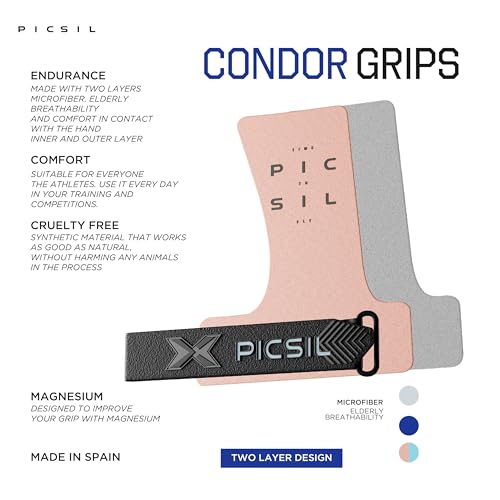 PICSIL Condor Grips, No Hole Leather Hand Grips, Increased Protection and Comfort, Hand grips for Gymnastic, Cross Training, Pull ups, Weightlifting, Prevents Blisters and Tears, (G+, Coral) - Image 3