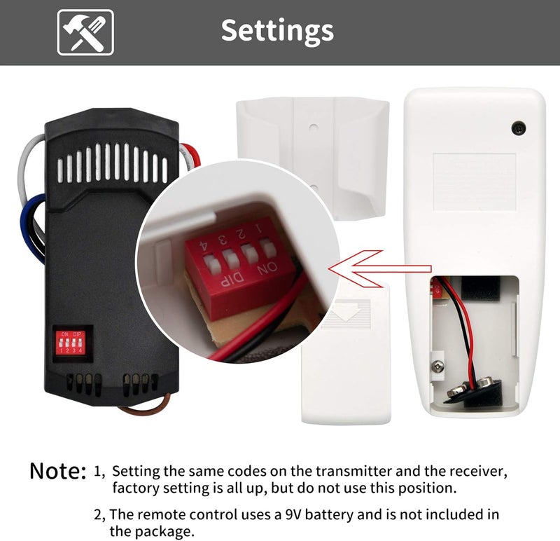 CENMING Universal Ceiling Fan Remote Control Kit Replacement for Harbor Breeze Hampton Bay Hunter Litex, 3-Speed Light Dimmer with FAN28R Receiver, for 2AAZPFAN53T FAN-53T 11T KUJCE9103 UC7030T - Image 4