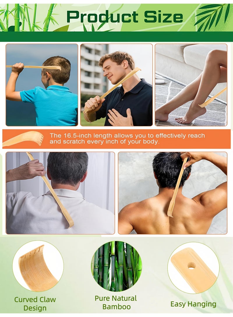 Loucky Bamboo Back Scratcher 2-Pack – 17 Inch Natural Wood Massager for Itch Relief – Smooth Finish, Ergonomic Grip, Gift for Elderly & Pregnant Women - Image 3
