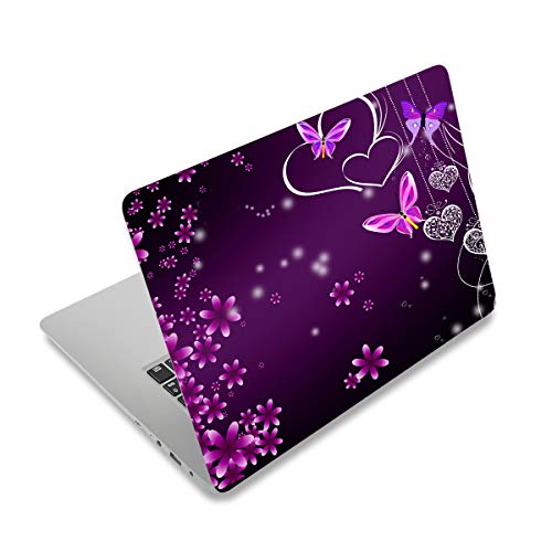 ArtSo Laptop Skin Sticker Decal, 12" 13" 13.3" 14" 15" 15.4" 15.6 inch Laptop Universal Netbook PC Notebook Vinyl Reusable Skin Sticker Cover Art Case Protector Personalized, Purple Heart Butterfly - Image 1