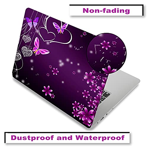 ArtSo Laptop Skin Sticker Decal, 12" 13" 13.3" 14" 15" 15.4" 15.6 inch Laptop Universal Netbook PC Notebook Vinyl Reusable Skin Sticker Cover Art Case Protector Personalized, Purple Heart Butterfly - Image 3