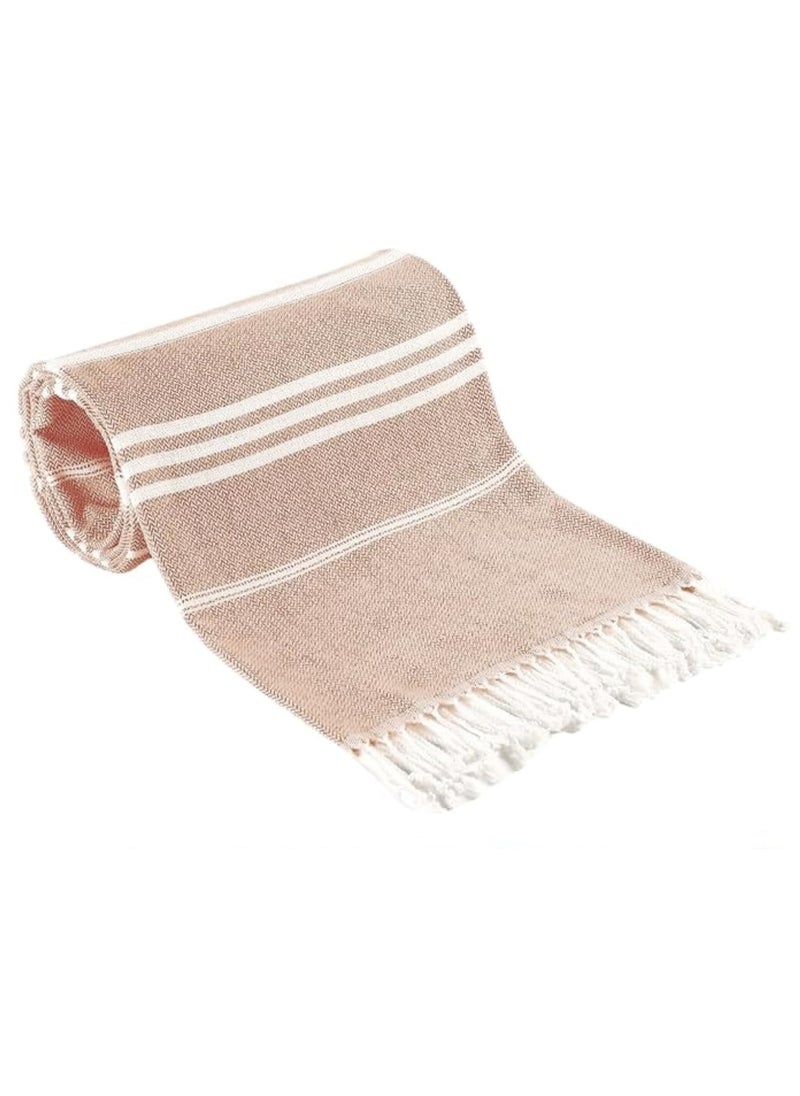 Rock Pow Turkish Beach Towel 35.4x71inch 100% Soft Cotton Sand Free Quick Dry Towel Turkish Towel Lightweight Travel Towel for Beach Gifts Beach Accessories (Khaki 90x180cm)  - Image 1