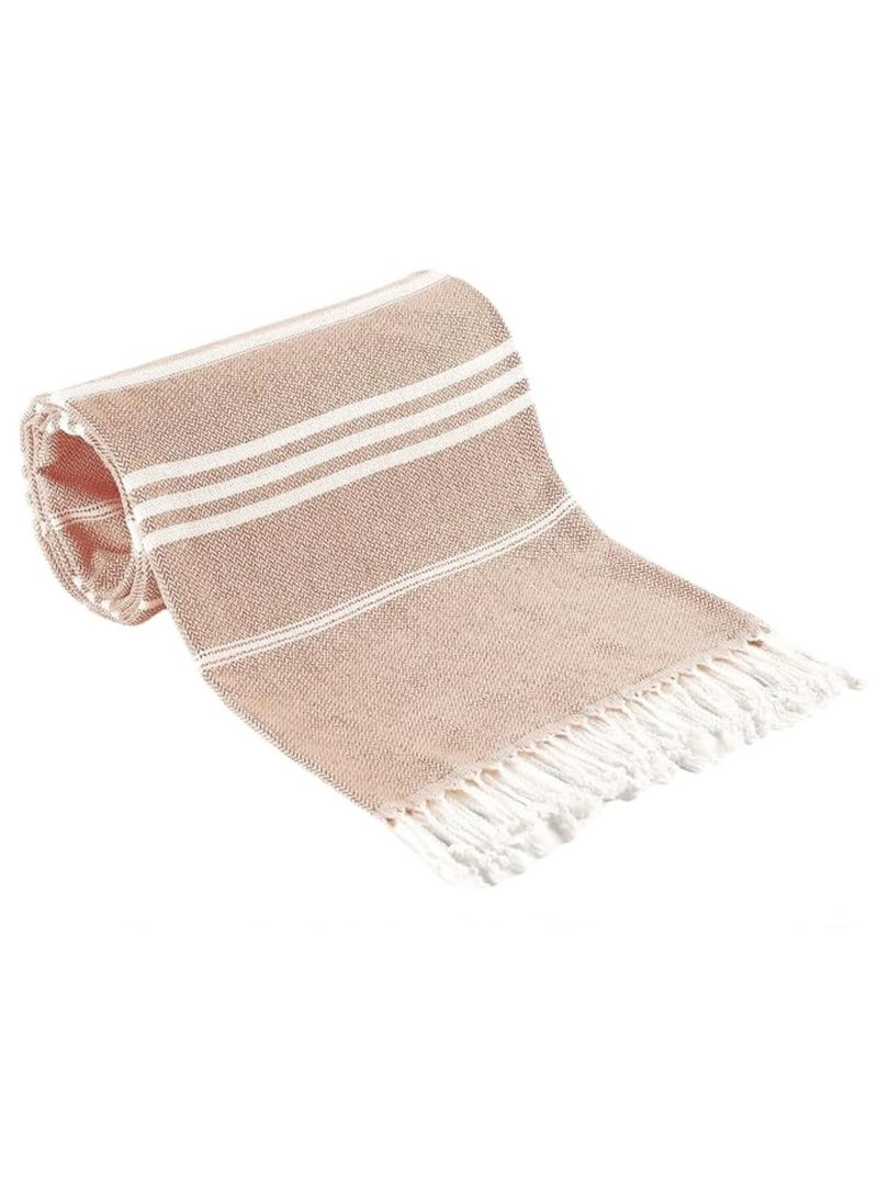Rock Pow Turkish Beach Towel 35.4x71inch 100% Soft Cotton Sand Free Quick Dry Towel Turkish Towel Lightweight Travel Towel for Beach Gifts Beach Accessories (Khaki 90x180cm) - Image 1