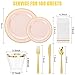 GATHER 700PCS Pink Plastic Plates Gold Rim Disposable Plastic Dinnerware Set Include 200 Pink Plates 300 Silverware 100 Napkins 100 Cups for Party Wedding Valentines Day - Image 4