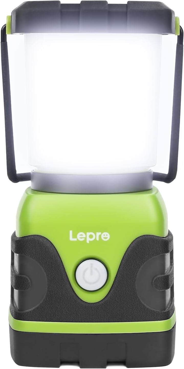 Lepro مصباح تخييم LED يعمل بالبطارية بقوة 1500 لومن، ضوء خيمة مقاوم للماء مع 4 أوضاع إضاءة، أساسيات التخييم، مصباح محمول ومشعل للتخييم، ضوء طوارئ، انقطاع التيار الكهربائي، غير قابل للشحن - Image 1