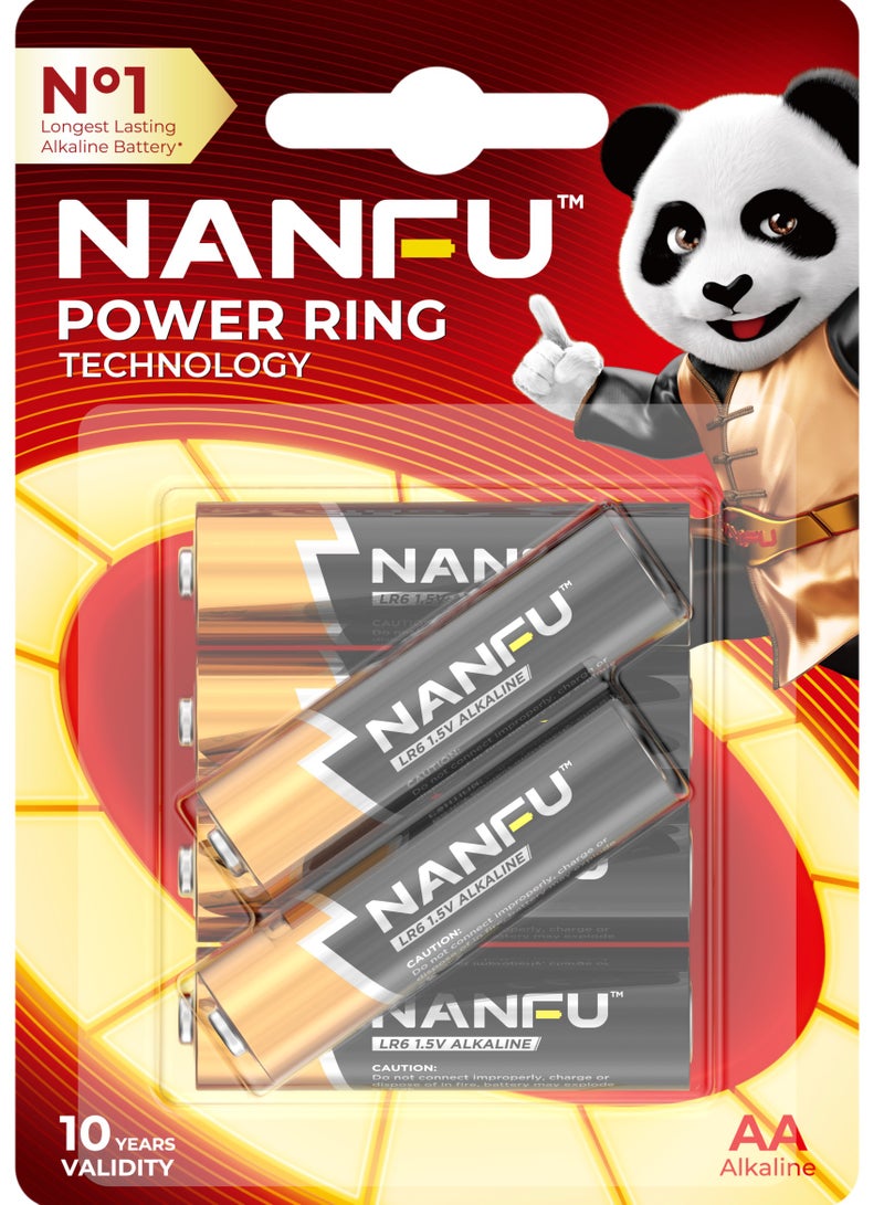 نانفو Nanfu البطاريات القلوية AA ، 1.5V R6 أطول قوة دائمة ، تصميم مقاوم للتسرب 6 قطع - Image 1