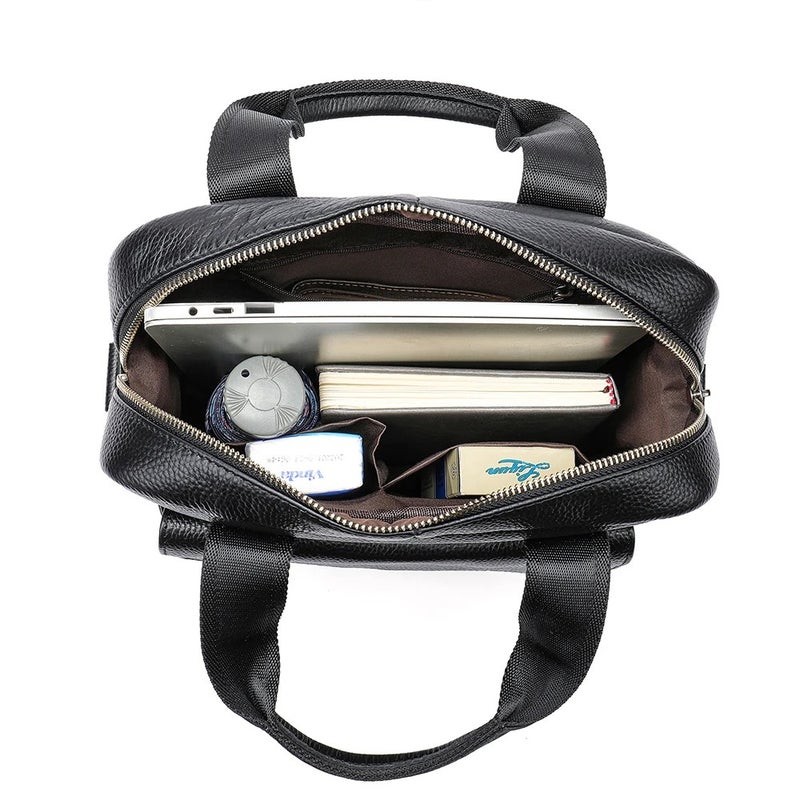 Y&D Men's Genuine Leather Handbag – Large Capacity Shoulder Satchel & Crossbody Messenger Bag for Men - Image 5