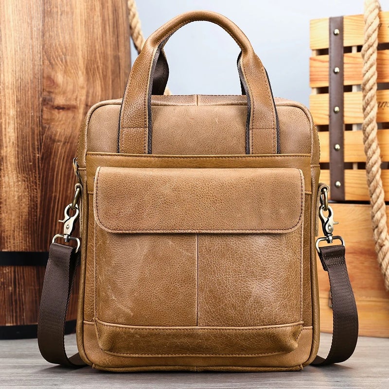 Y&D Men's Genuine Leather Handbag – Large Capacity Shoulder Satchel & Crossbody Messenger Bag for Men - Image 1