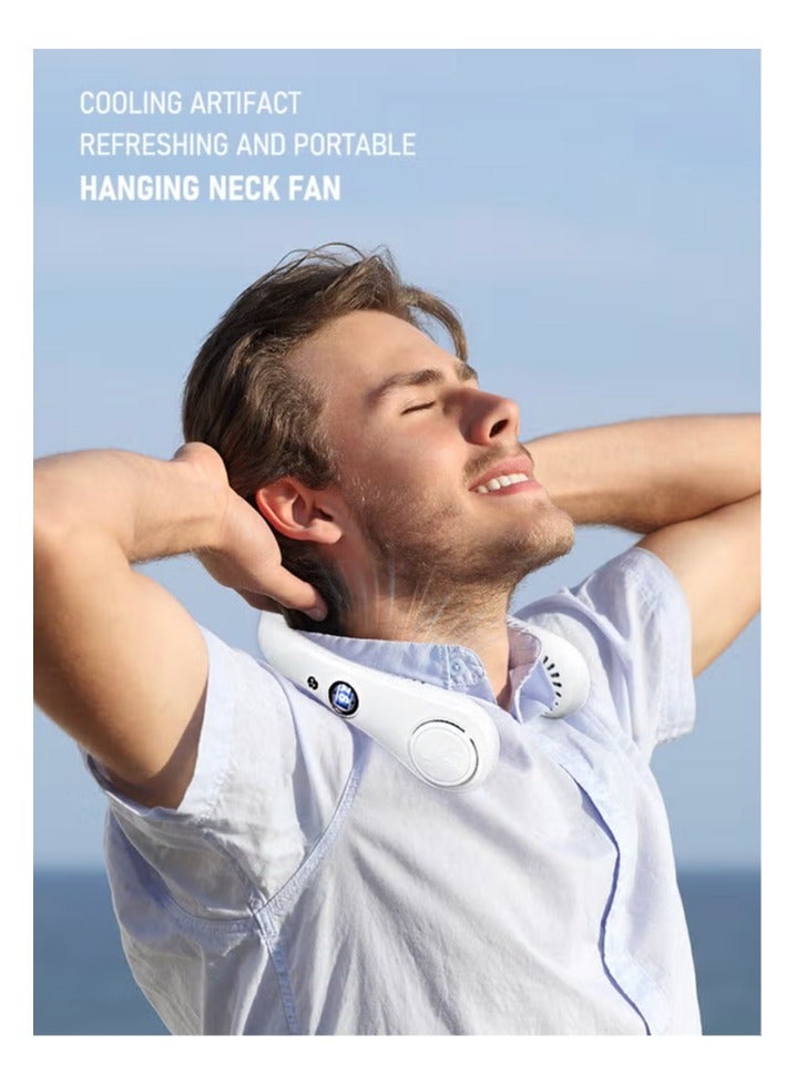 Portable Fan,Portable Neck Fan, Hands-free Bladeless Fan, battery Powered Wearable Personal Fan, Bladeless, Rechargeable, Headphone Design, 5-speed Gift for women And men - blue - Image 5
