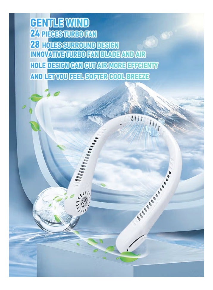 Portable Fan,Portable Neck Fan, Hands-free Bladeless Fan, battery Powered Wearable Personal Fan, Bladeless, Rechargeable, Headphone Design, 5-speed Gift for women And men - blue - Image 2