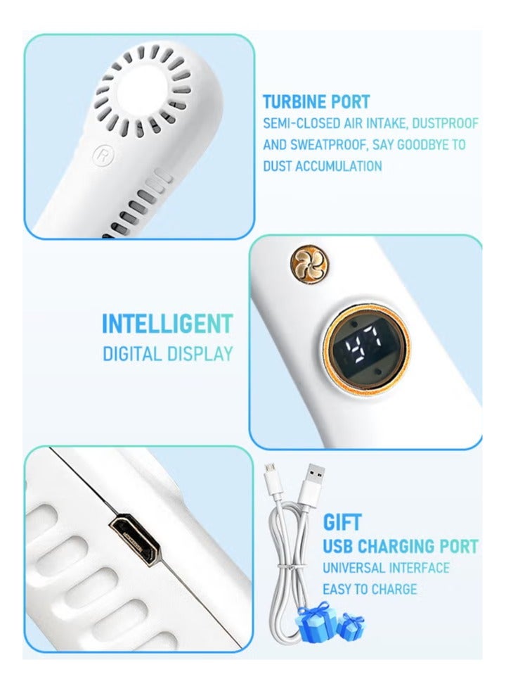 Portable Fan,Portable Neck Fan, Hands-free Bladeless Fan, battery Powered Wearable Personal Fan, Bladeless, Rechargeable, Headphone Design, 5-speed Gift for women And men - blue - Image 4