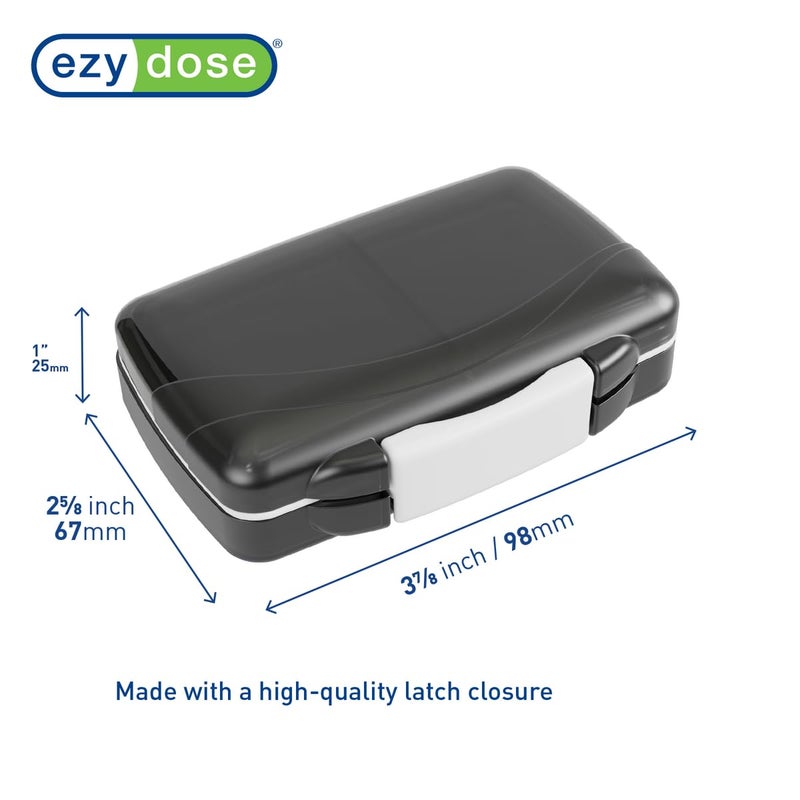 EZY DOSE Moisture-Proof Pill Case, Medicine Planner, Vitamin Organizer Box, Travel-Friendly, Latch-Closure to Secure Contents, 4 Individual Compartments of Multiple Sizes with Tight Seal, Small, Black - Image 3
