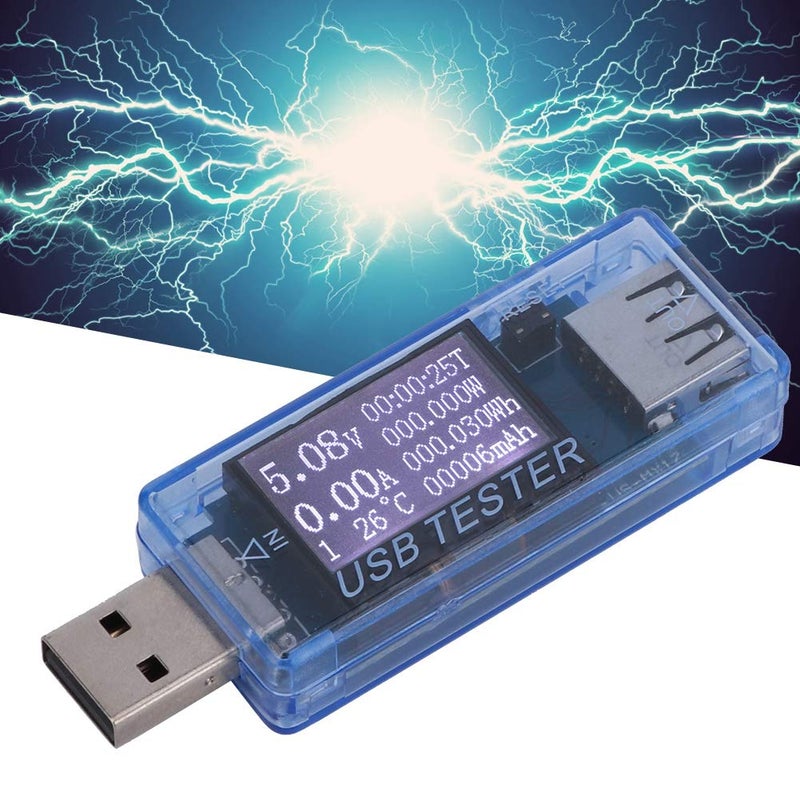 Digital USB Voltage Current Meter, 8 in 1 Tester Voltmeter Detector, 0‑5A 0‑150W 4‑30V Multifunction Power Monitor for Battery Charger and Electronic Devices (Blue) - Image 3