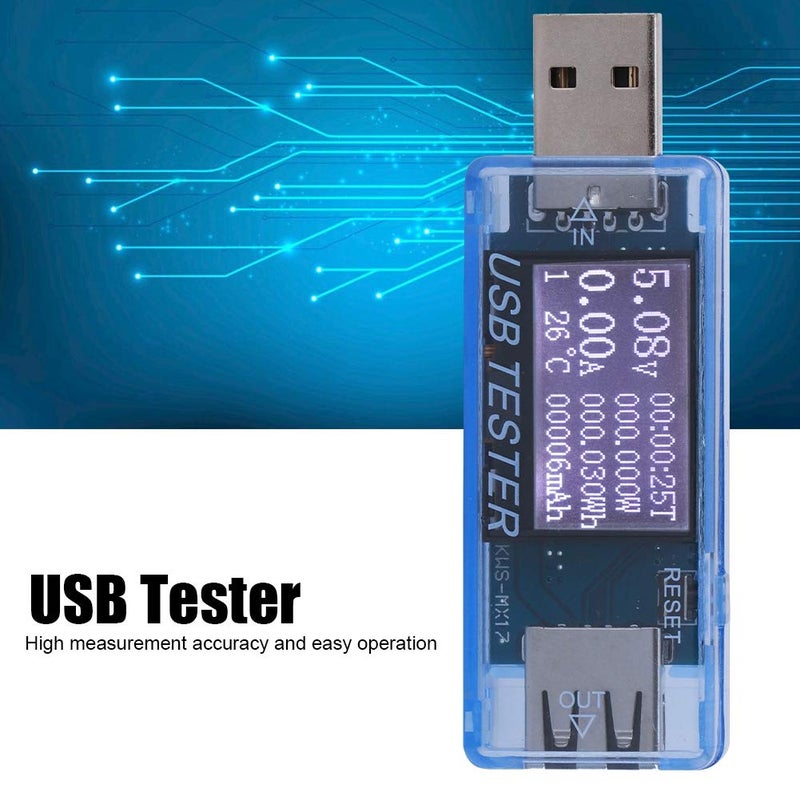 Digital USB Voltage Current Meter, 8 in 1 Tester Voltmeter Detector, 0‑5A 0‑150W 4‑30V Multifunction Power Monitor for Battery Charger and Electronic Devices (Blue) - Image 5