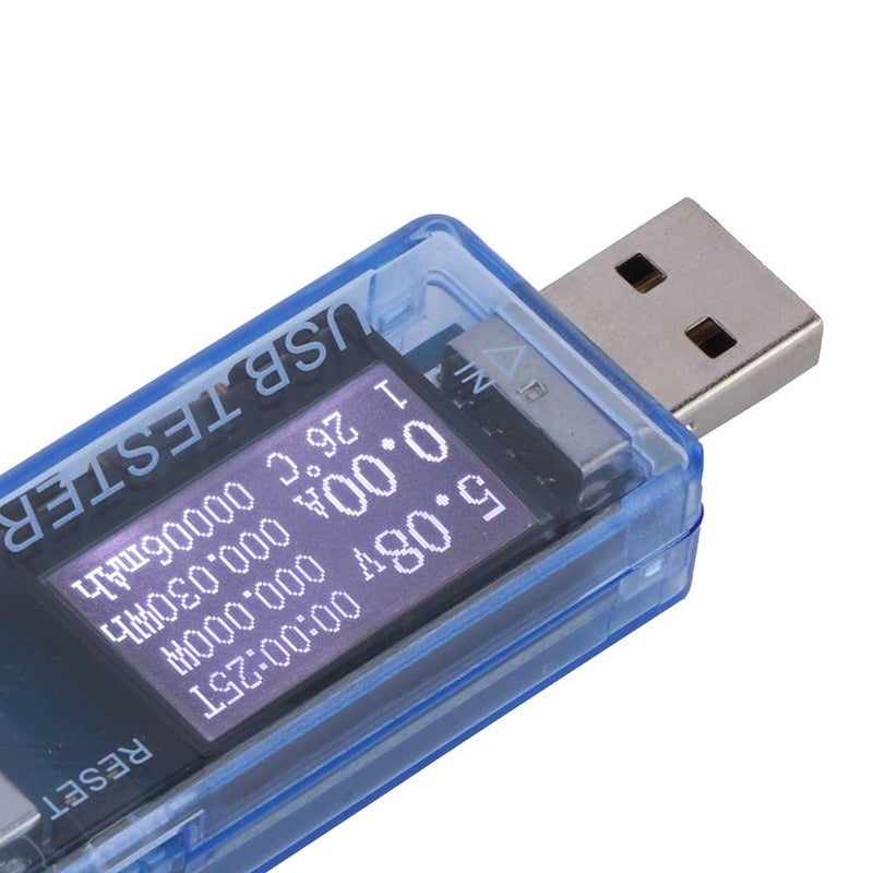 Digital USB Voltage Current Meter, 8 in 1 Tester Voltmeter Detector, 0‑5A 0‑150W 4‑30V Multifunction Power Monitor for Battery Charger and Electronic Devices (Blue) - Image 2
