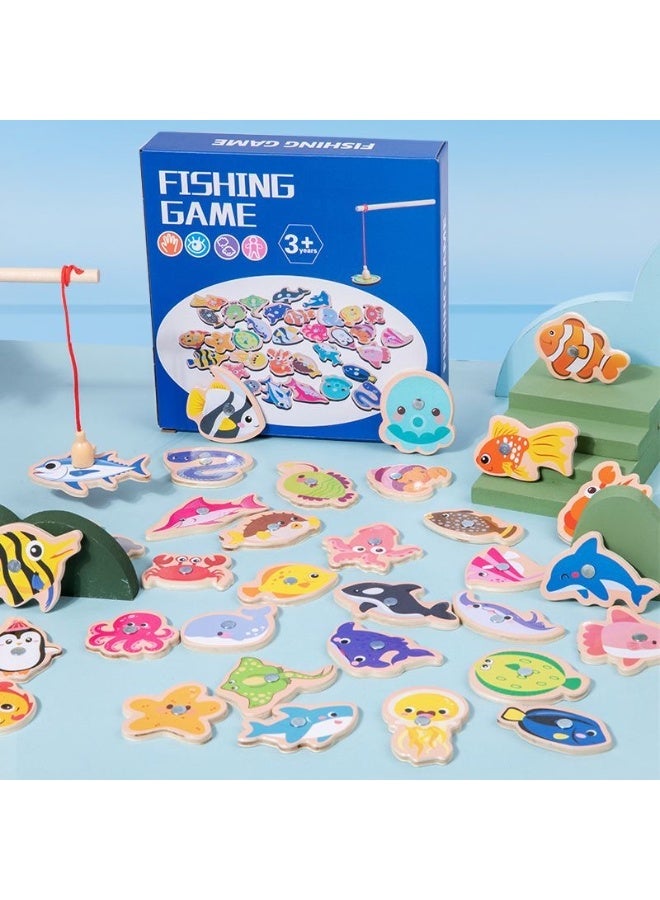 JAYATO 34 PCS Fishing Toy with Magnets for 1-2-3-year-old Children An Educational and Interactive Game that Helps Develop Children's Hands and Brain Skills It Also Helps Children Recognize Animals and the Ocean - Image 1
